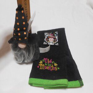 HALLOWEEN LOT PLUSH STAND ALONE GNOME DECOR & DIA dE lOS MUERTOS HAND TOWEL 🎃